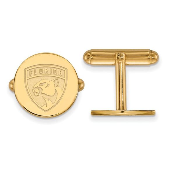 Sterling Silver 14k Yellow Gold Plated NHL Florida Panthers Cuff Links